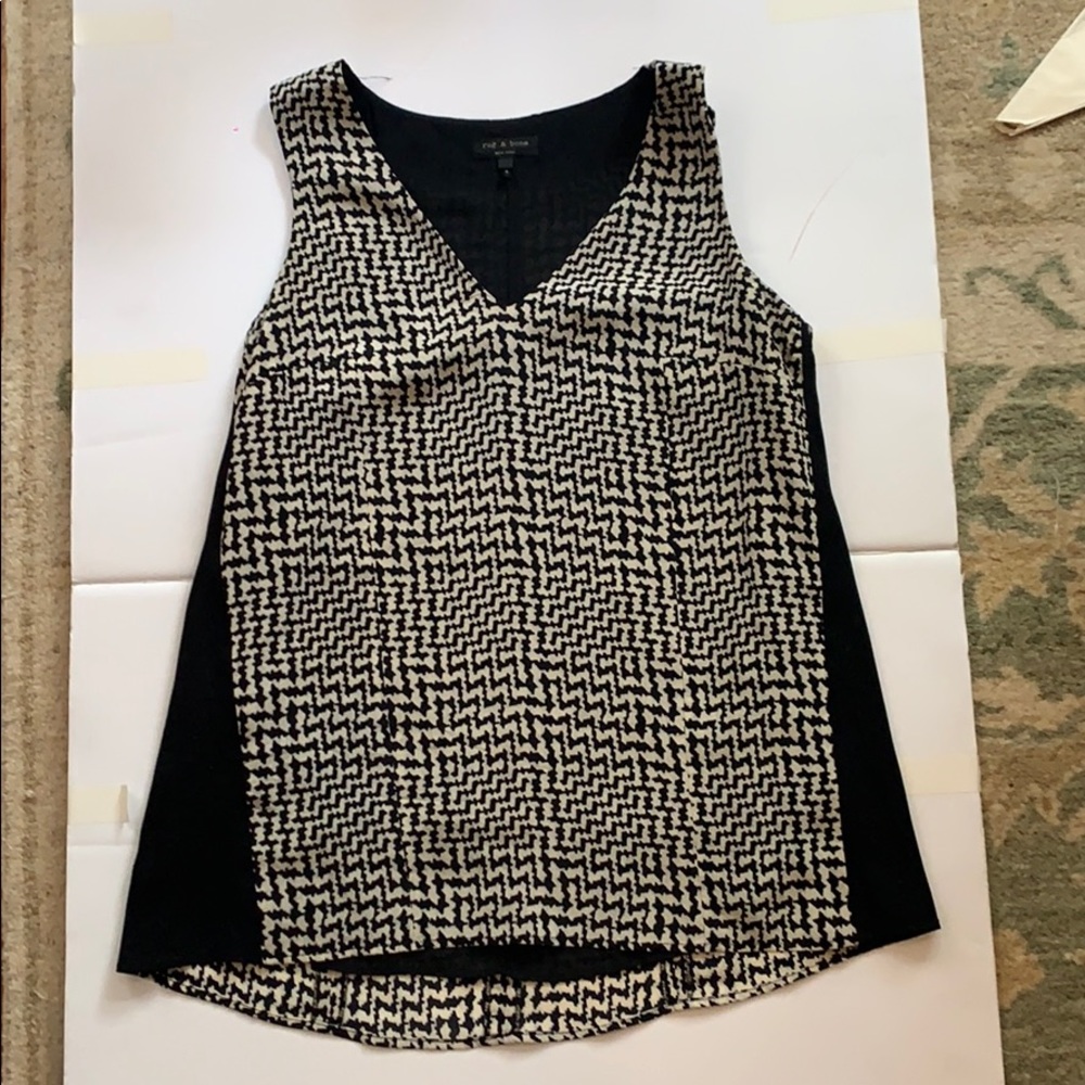 Rag & Bone Silk Black & White Printed Blouse